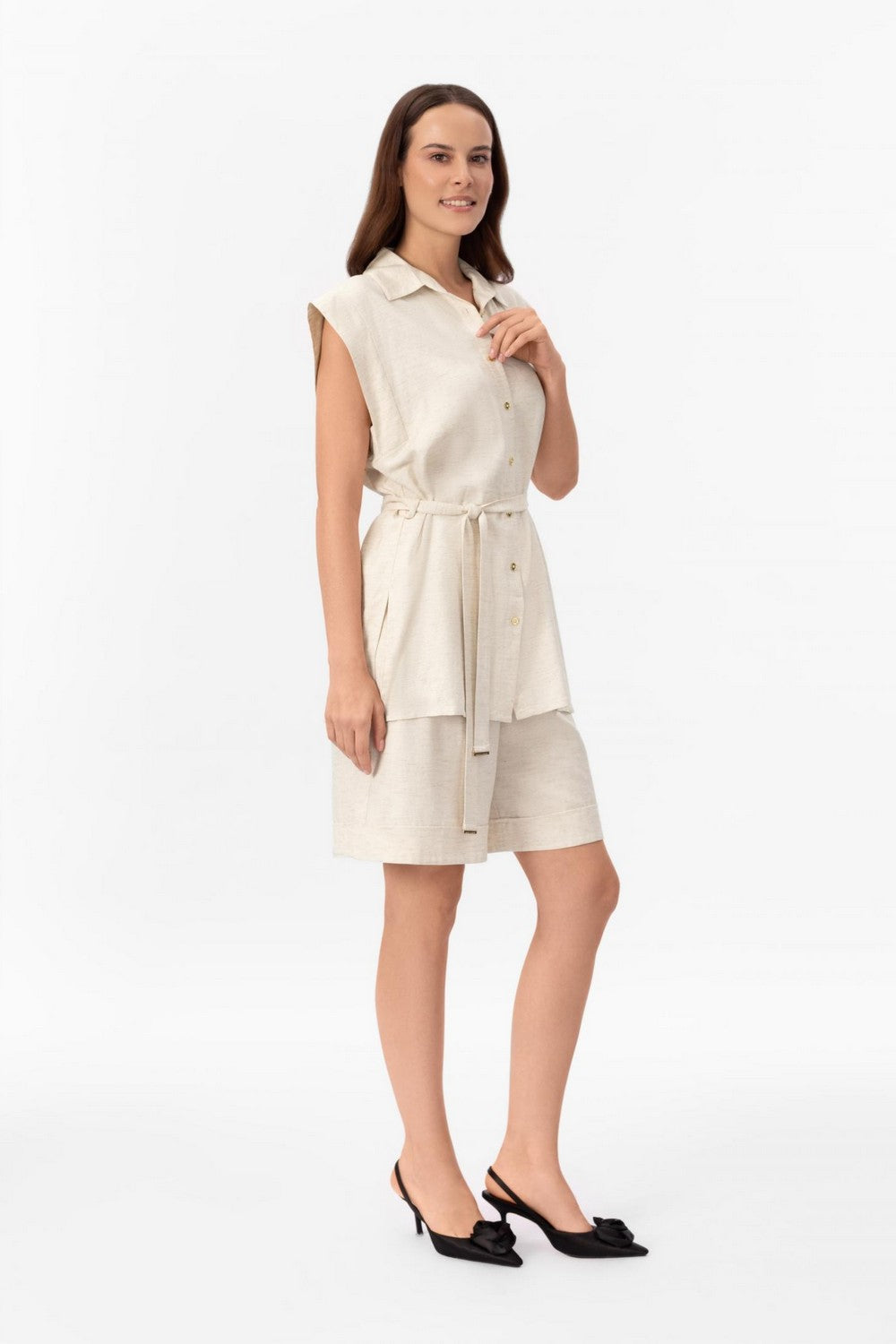 Блуза без рукавів BR26-01-LB Shiny Linen Marc & Andre