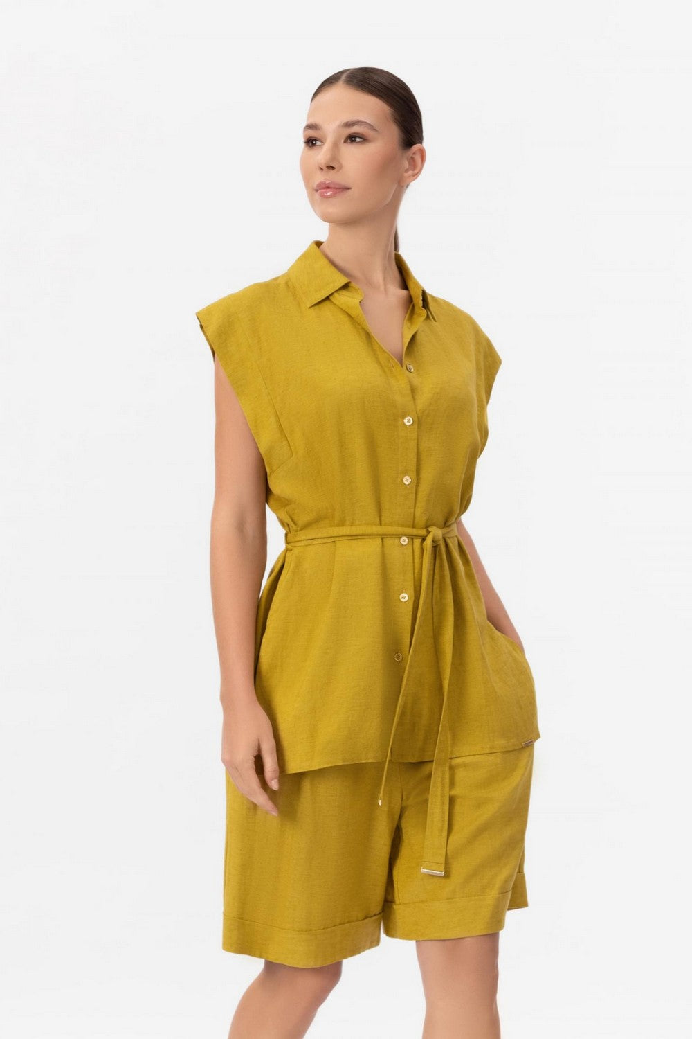 Блуза без рукавів BR26-02-LB Shiny Linen Marc & Andre