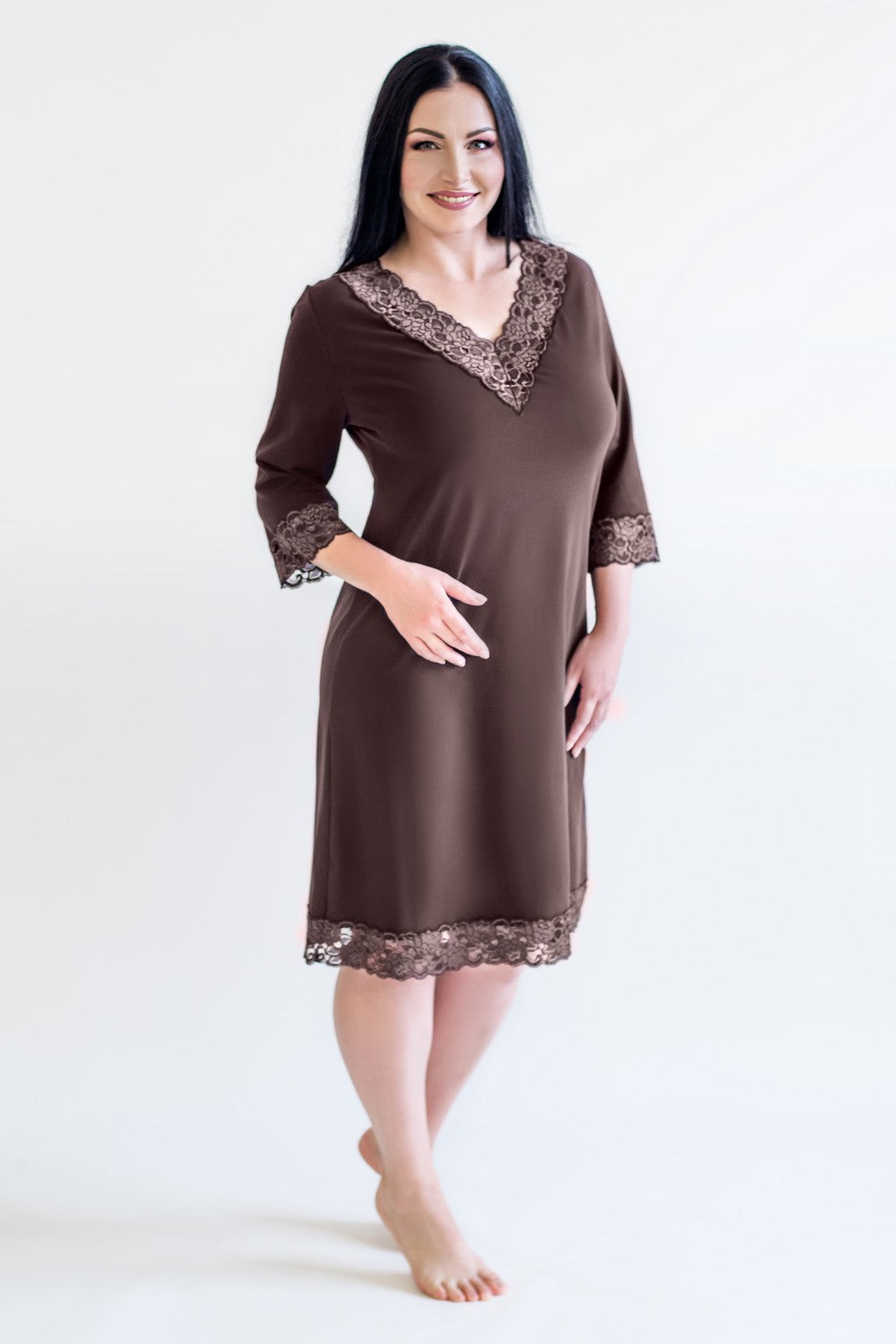 Ночная сорочка с кружевом 03-034 Penelope chocolate