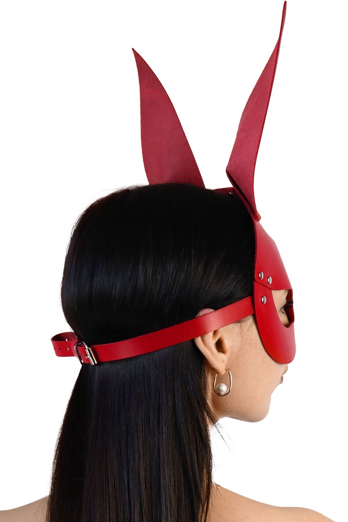Кожаная маска Bunny red SO9645