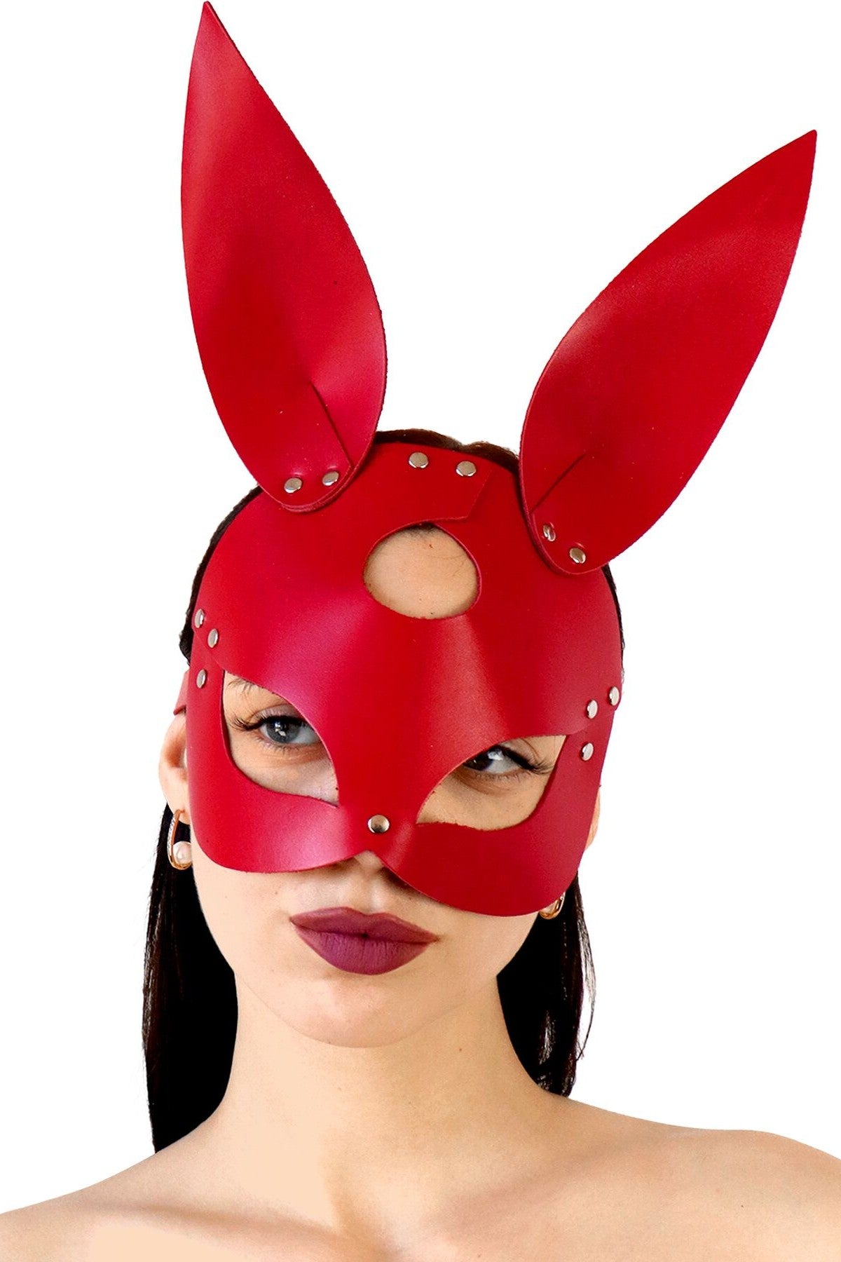 Кожаная маска Bunny red SO9645