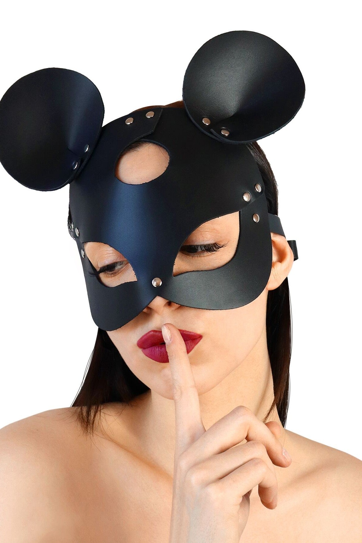 Кожаная маска Mouse black SO 9649