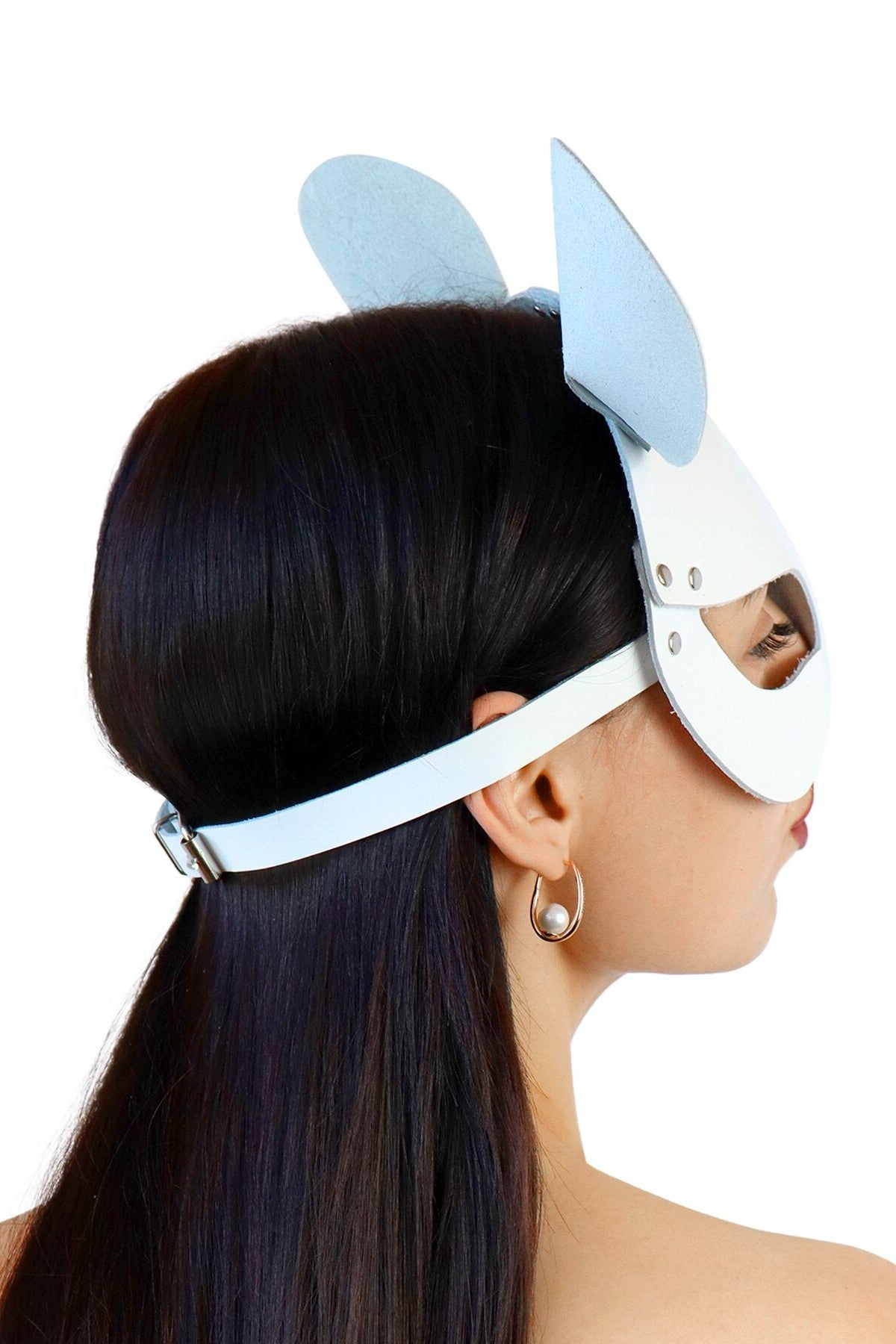 Кожаная маска Mouse white SO9651