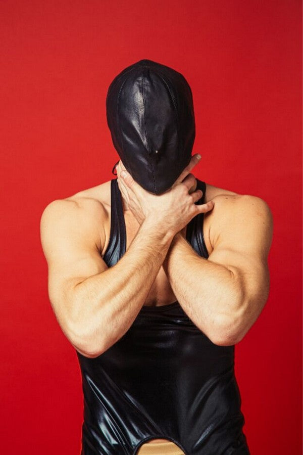 Закритий шкіряний капюшон Deprivation mask Leather D&A