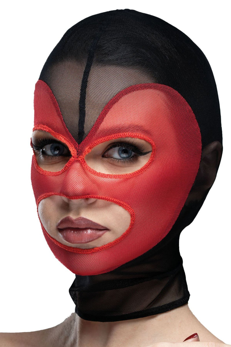 Маска-сетка с открытым ртом и глазами Hearts Mask black/red