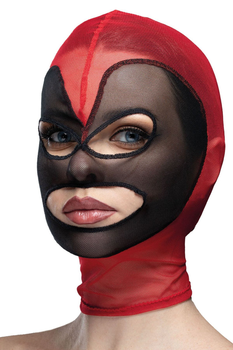 Маска-сетка с открытым ртом и глазами Hearts Mask red/black