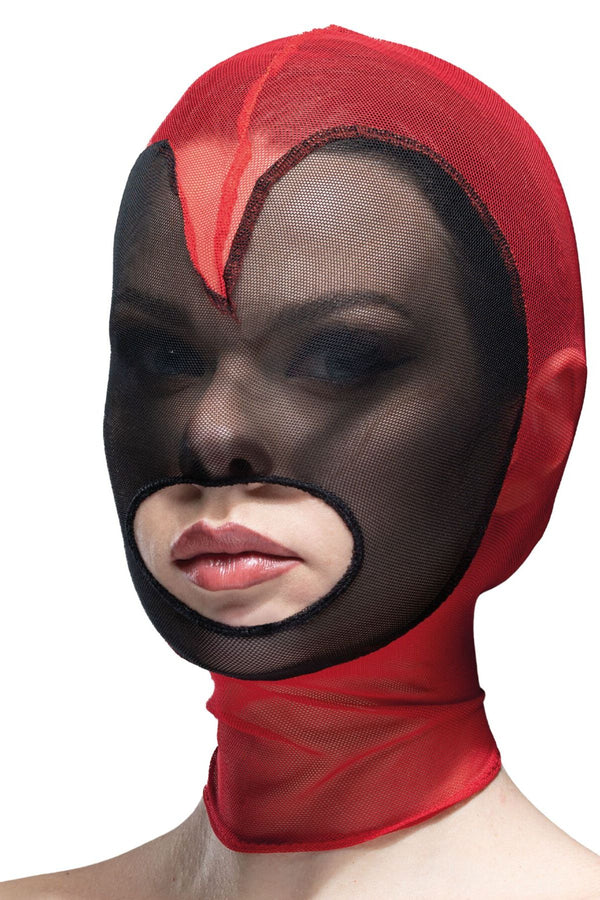 Маска-сетка с открытым ртом Hearts Mask red/black