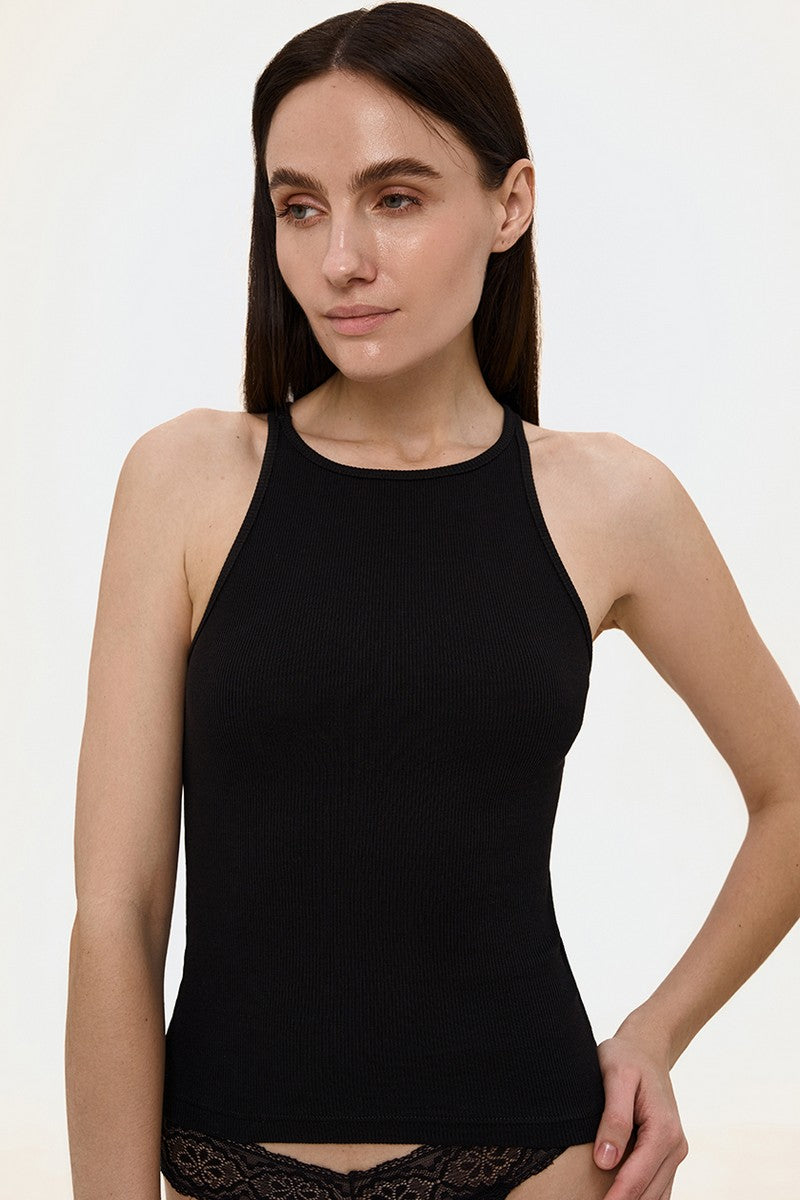 Майка в рубчик L037r Vanda black