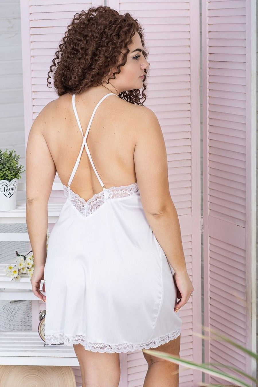 Ночная сорочка с кружевом Н1022 white