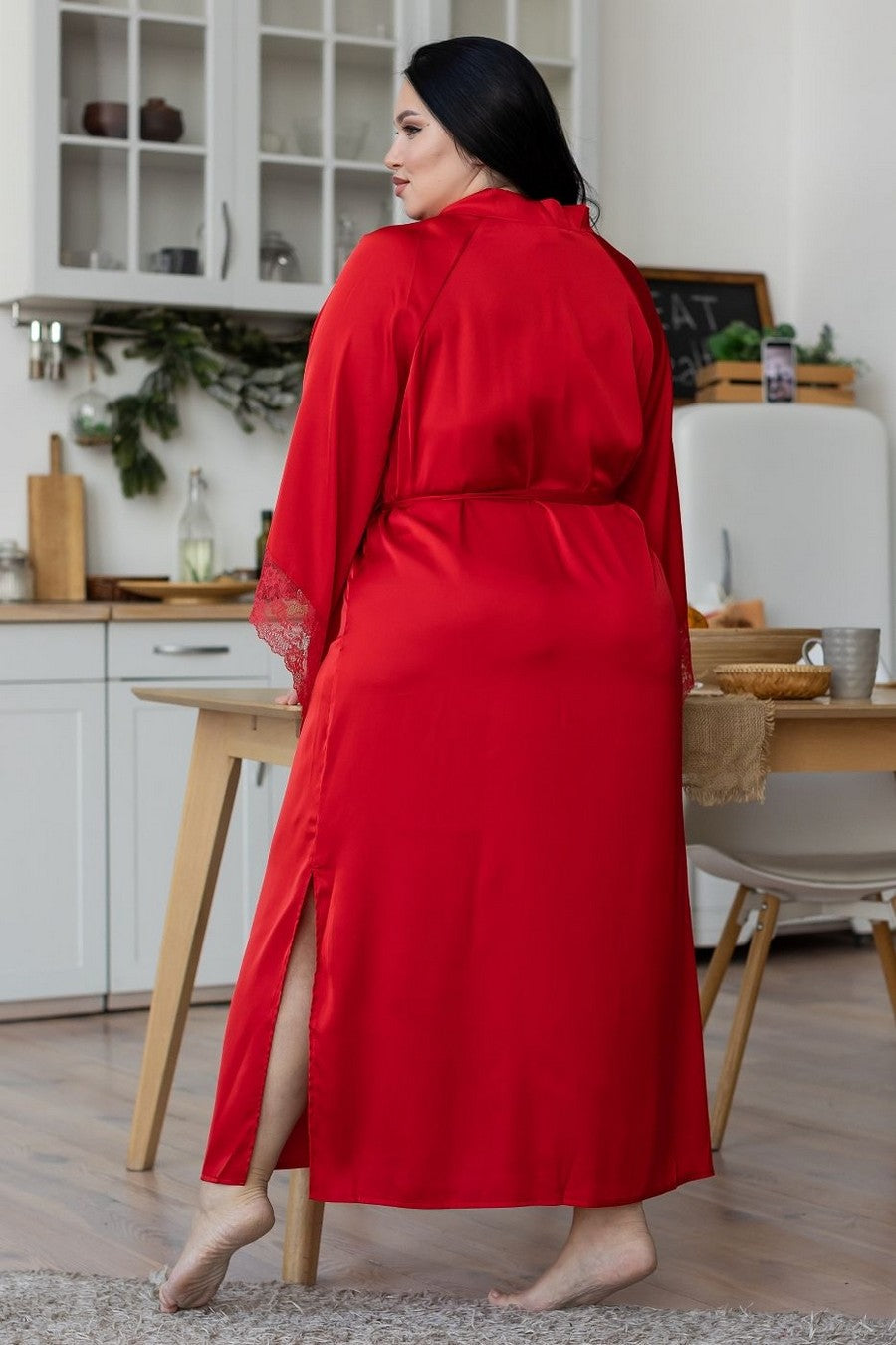 Шелковый халат-кимоно Хк195 red