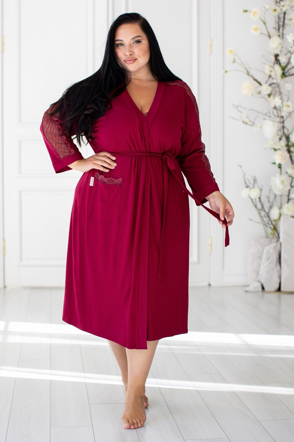 Халат из вискозы Хм1212 dark red