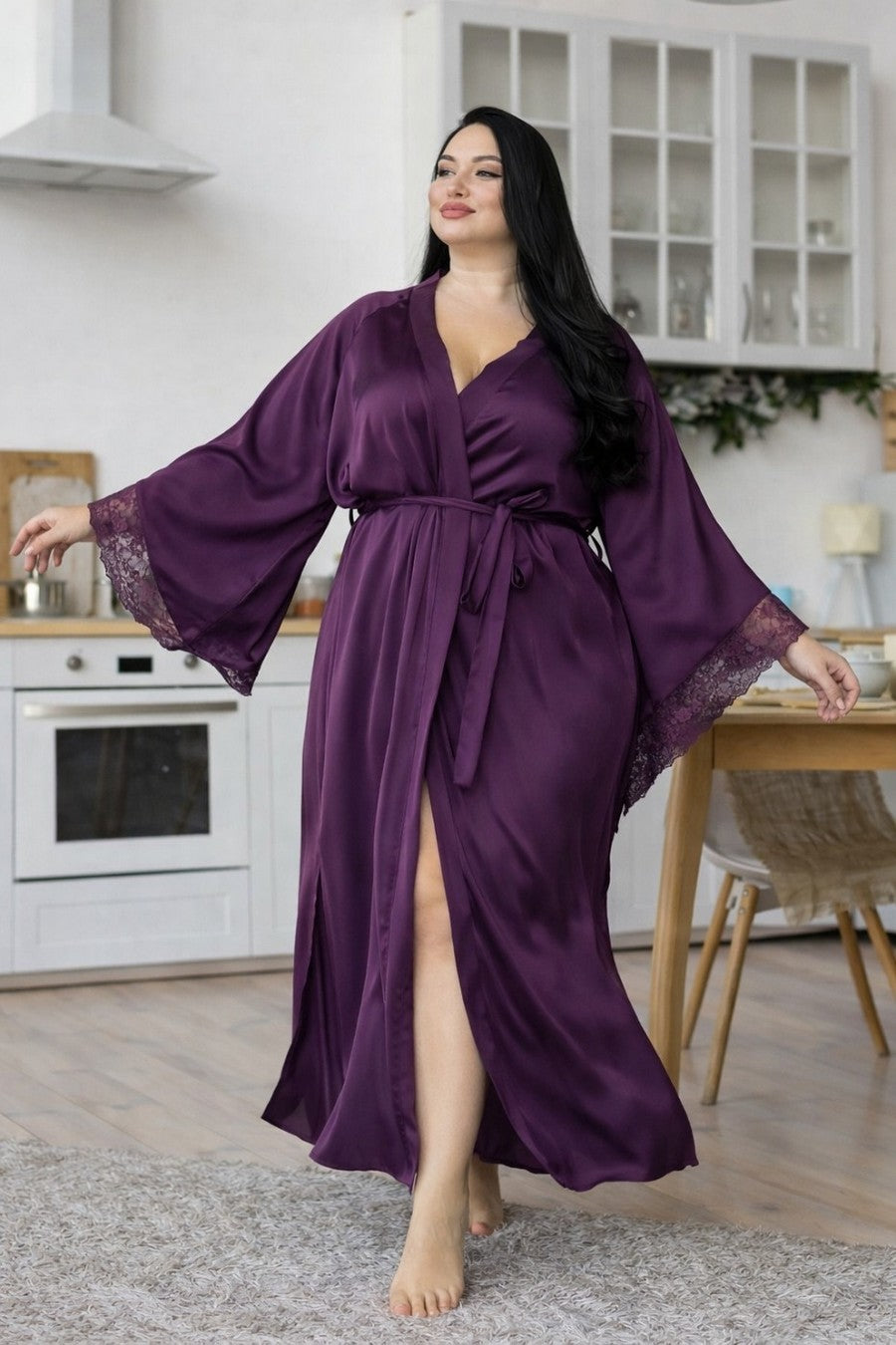 Шовковий халат-кімоно Хсл195 plum