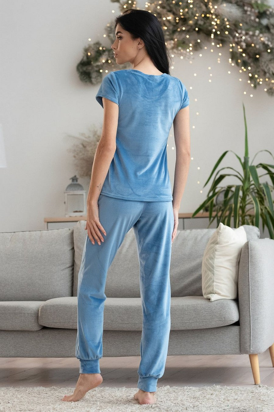 Велюровый комплект для дома Кбл1580 blue