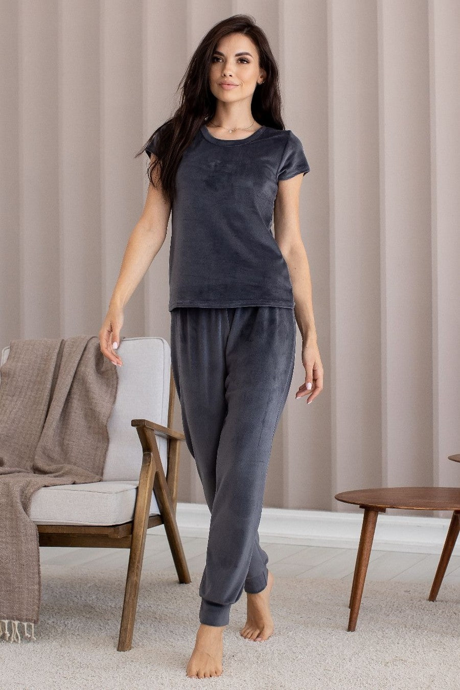 Домашний комплект из велюра Кг1580 graphite