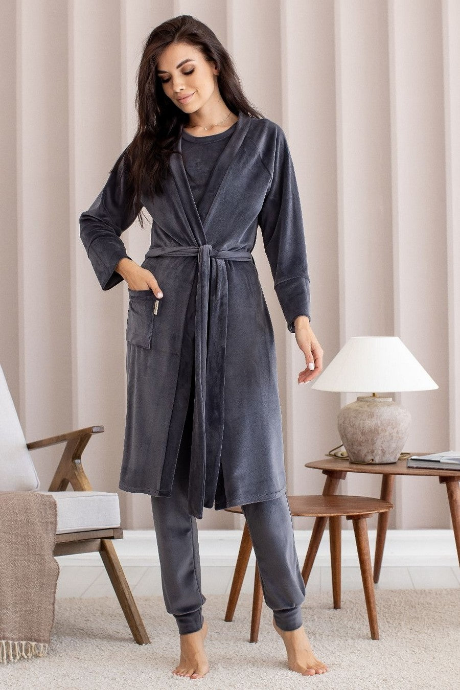 Домашний комплект из велюра Кг1580 graphite