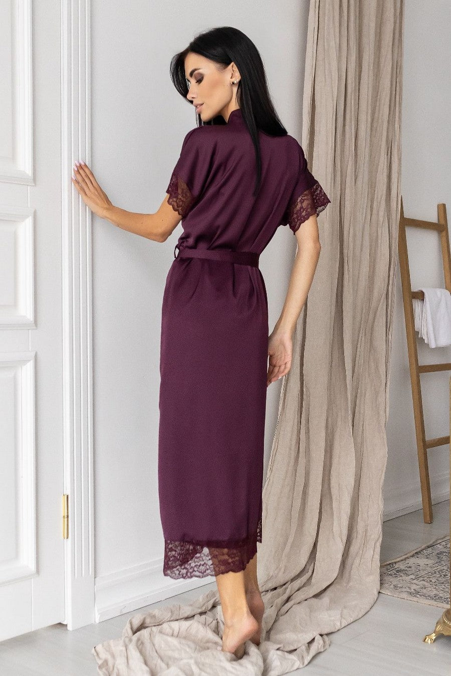 Шовковий комплект із сорочкою Ксл131н plum