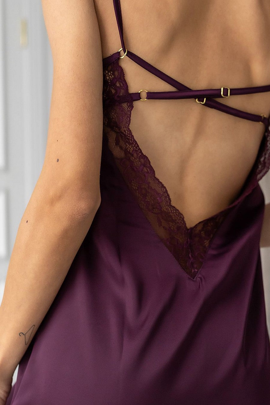 Шелковый комплект с сорочкой Ксл131н plum