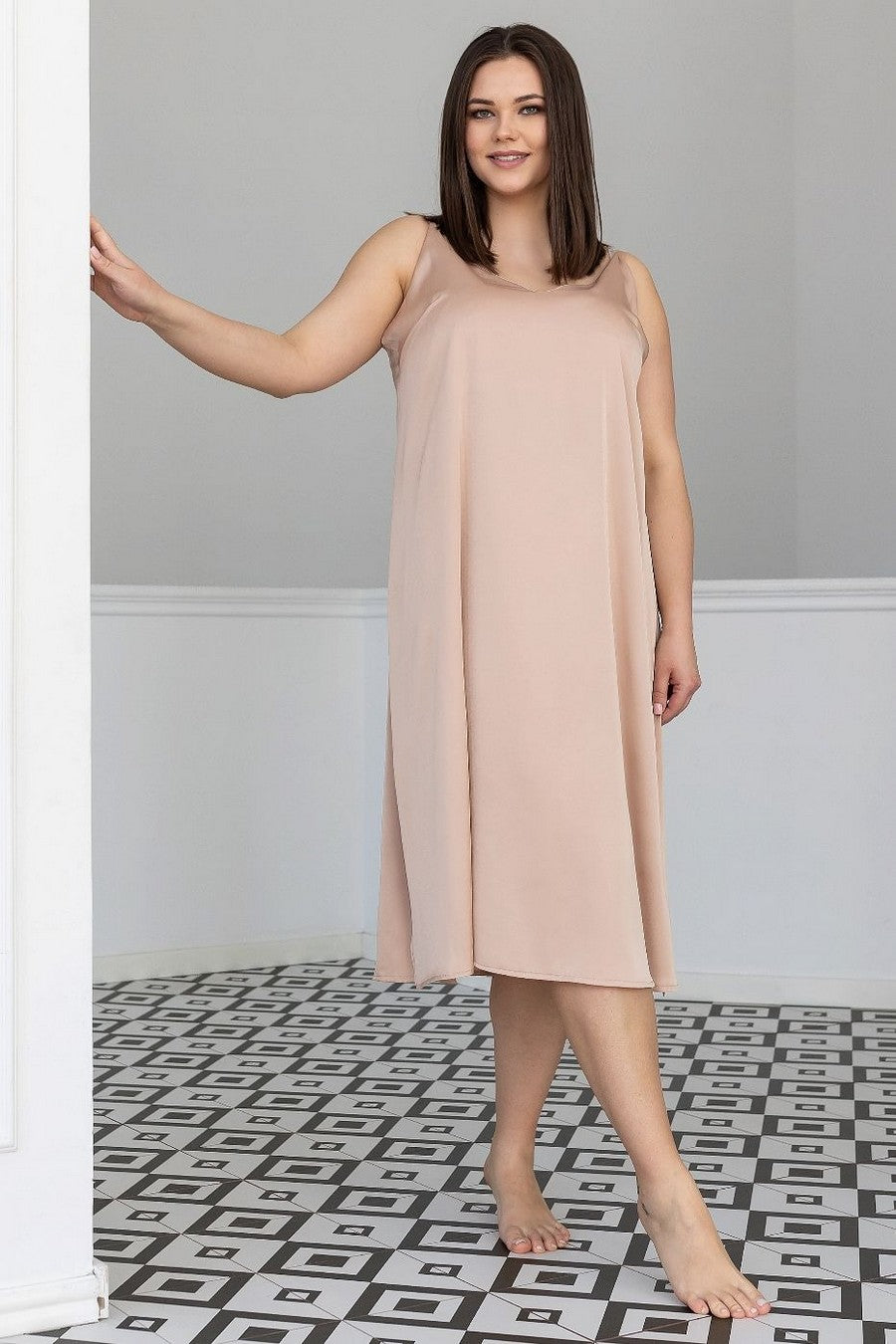 Длинная ночная сорочка Нб190 beige