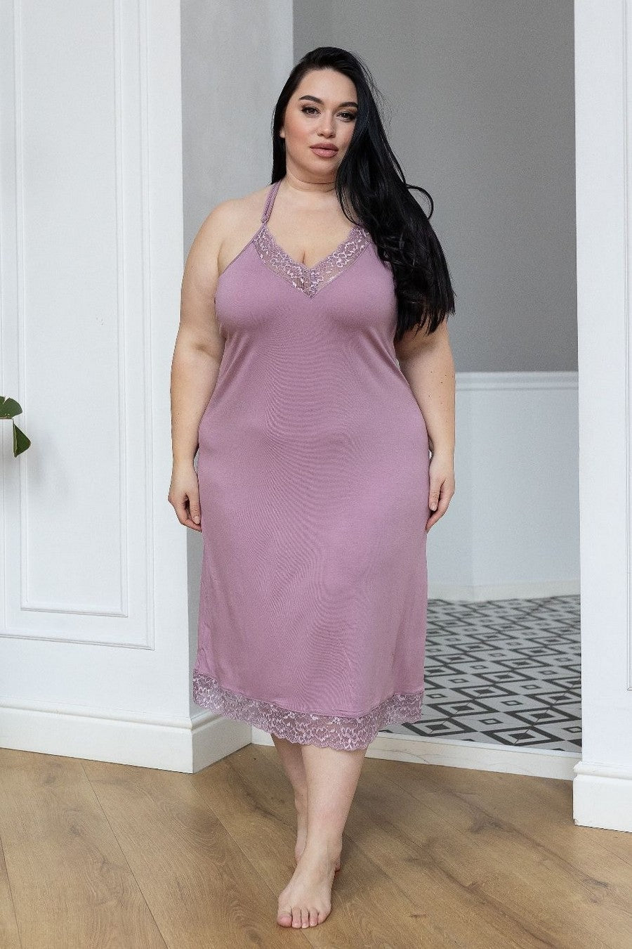 Ночная сорочка с кружева Нф1200 pale purple