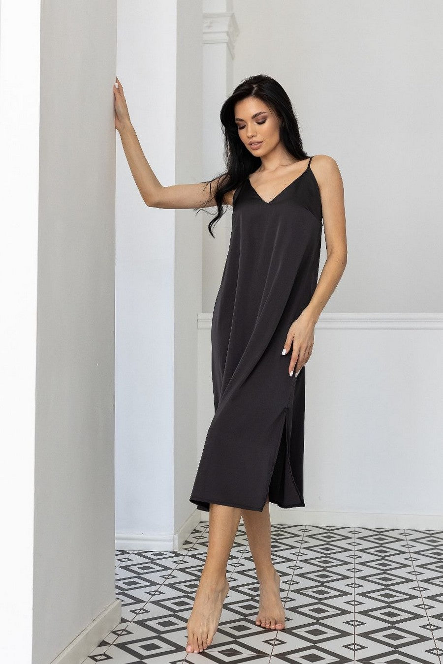 Длинная ночная сорочка Нг190 graphite