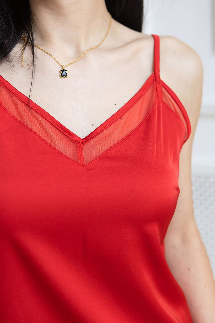 Ночная сорочка с микросеткой Нк1091 red