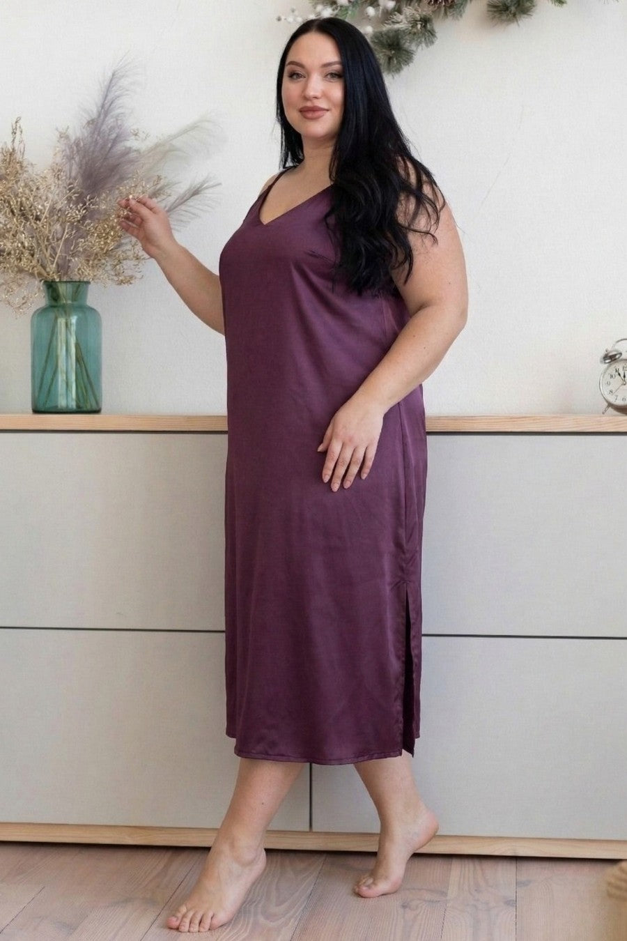 Ночная сорочка с разрезом Нсл190 plum