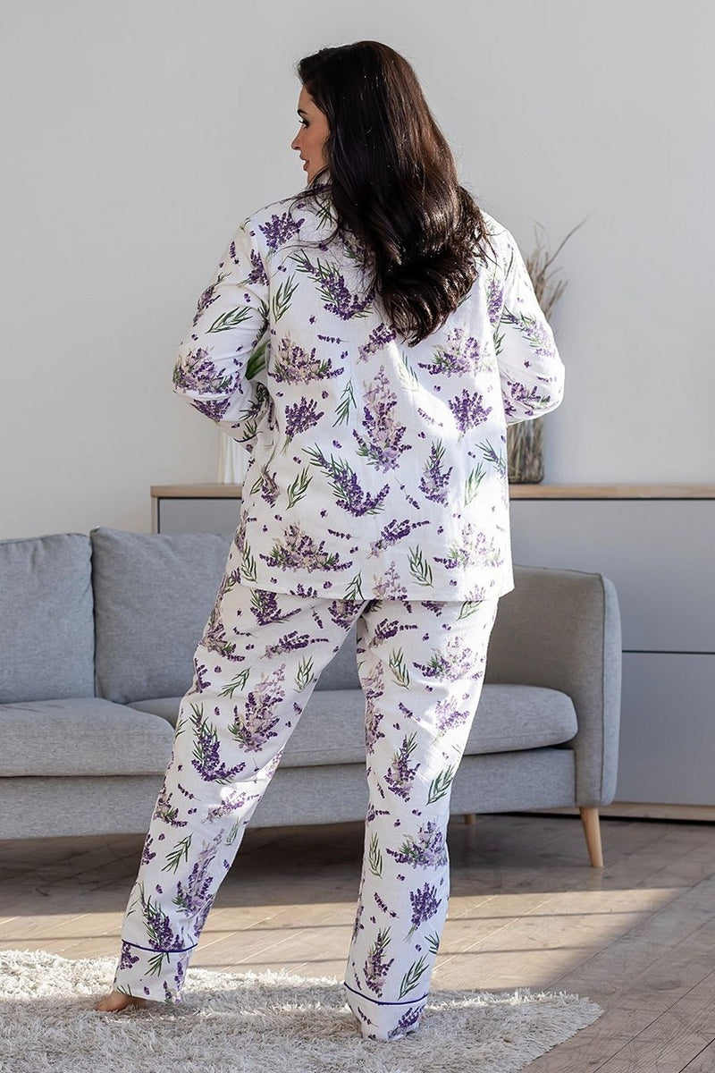 Фланелевая пижама с цветочным принтом П1008 white