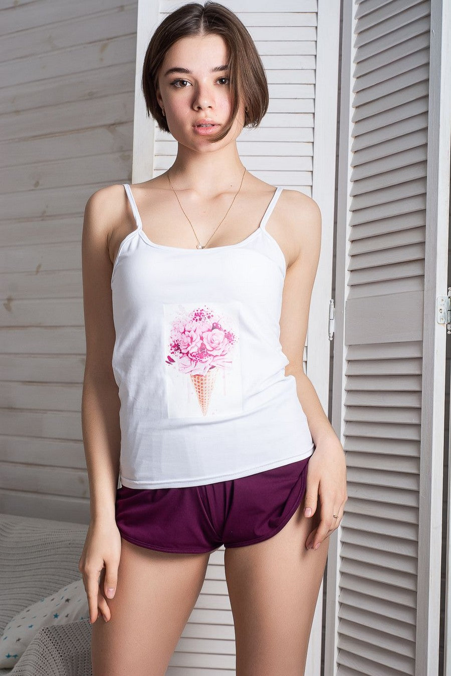 Хлопковая пижама с принтом П1100 plum