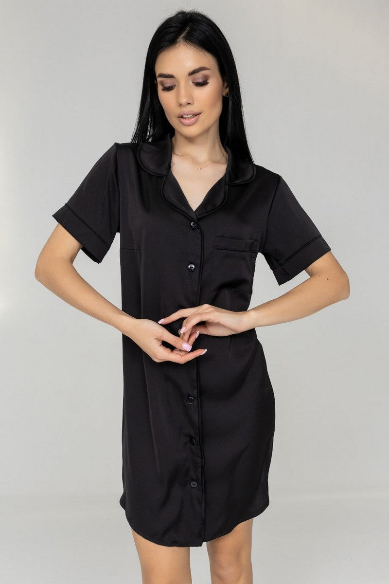 Ночная сорочка на пуговицах Р1485 black