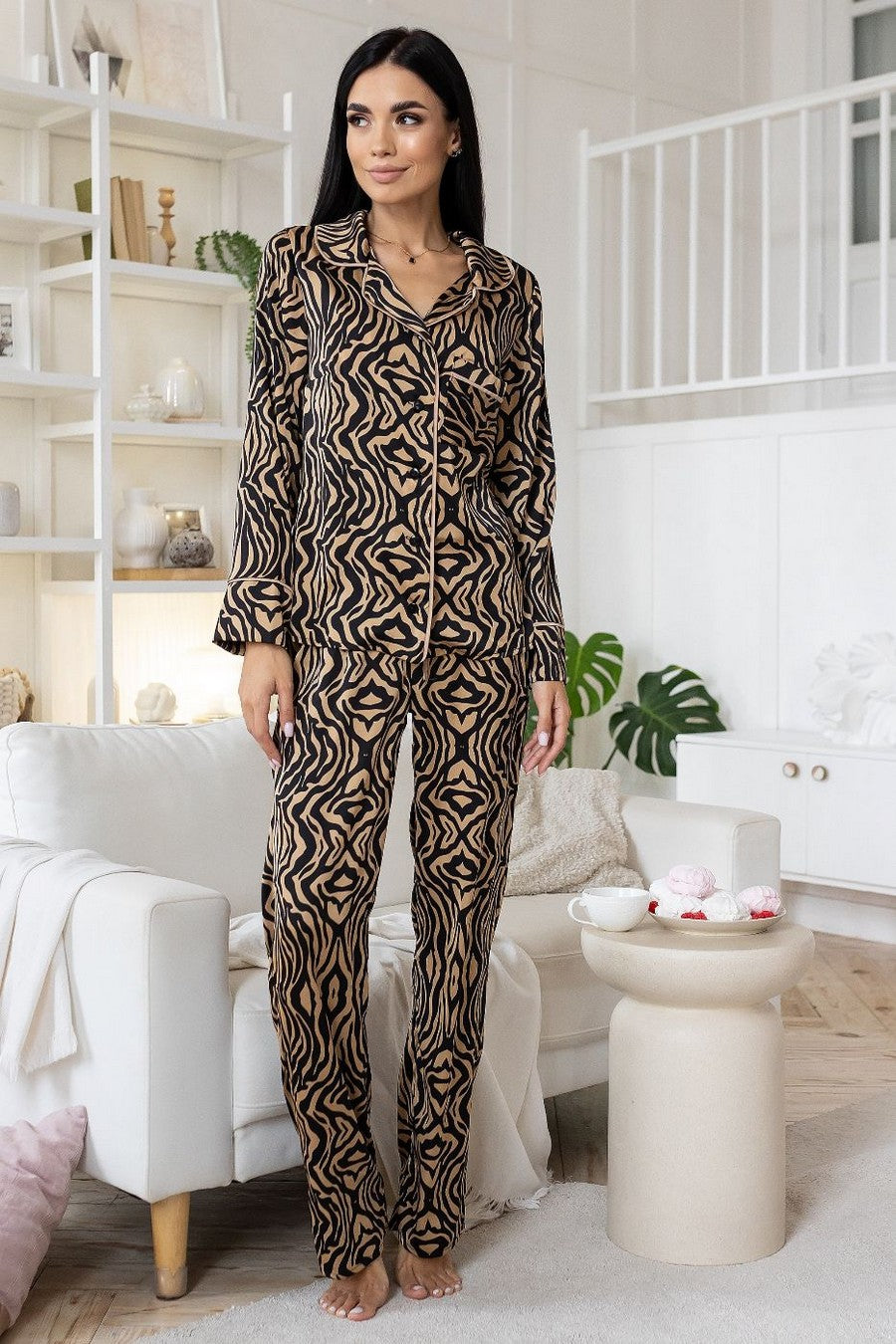 Шелковая пижама с принтом П600