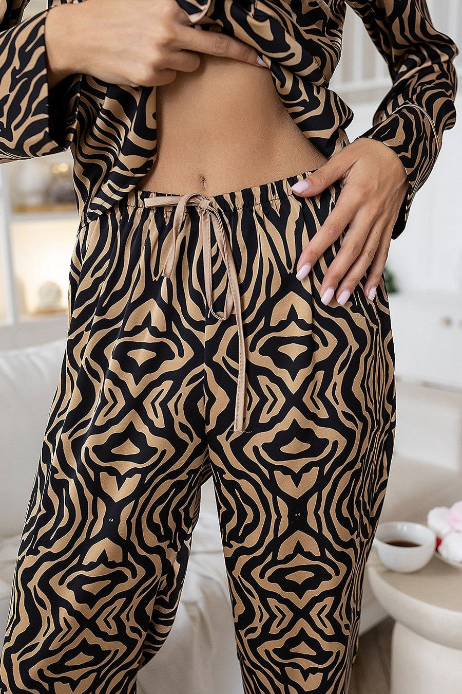 Шелковая пижама с принтом П600