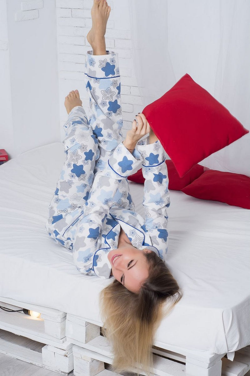 Фланелевая пижама с принтом П702 white