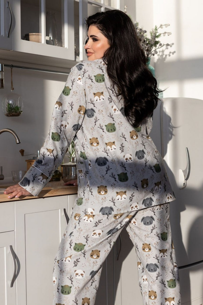 Фланелевая пижама с принтом П950 gray