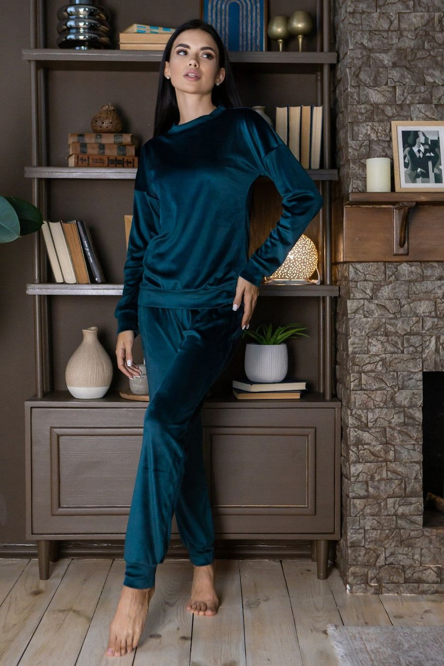 Пижама из велюра Пб1500 dark green