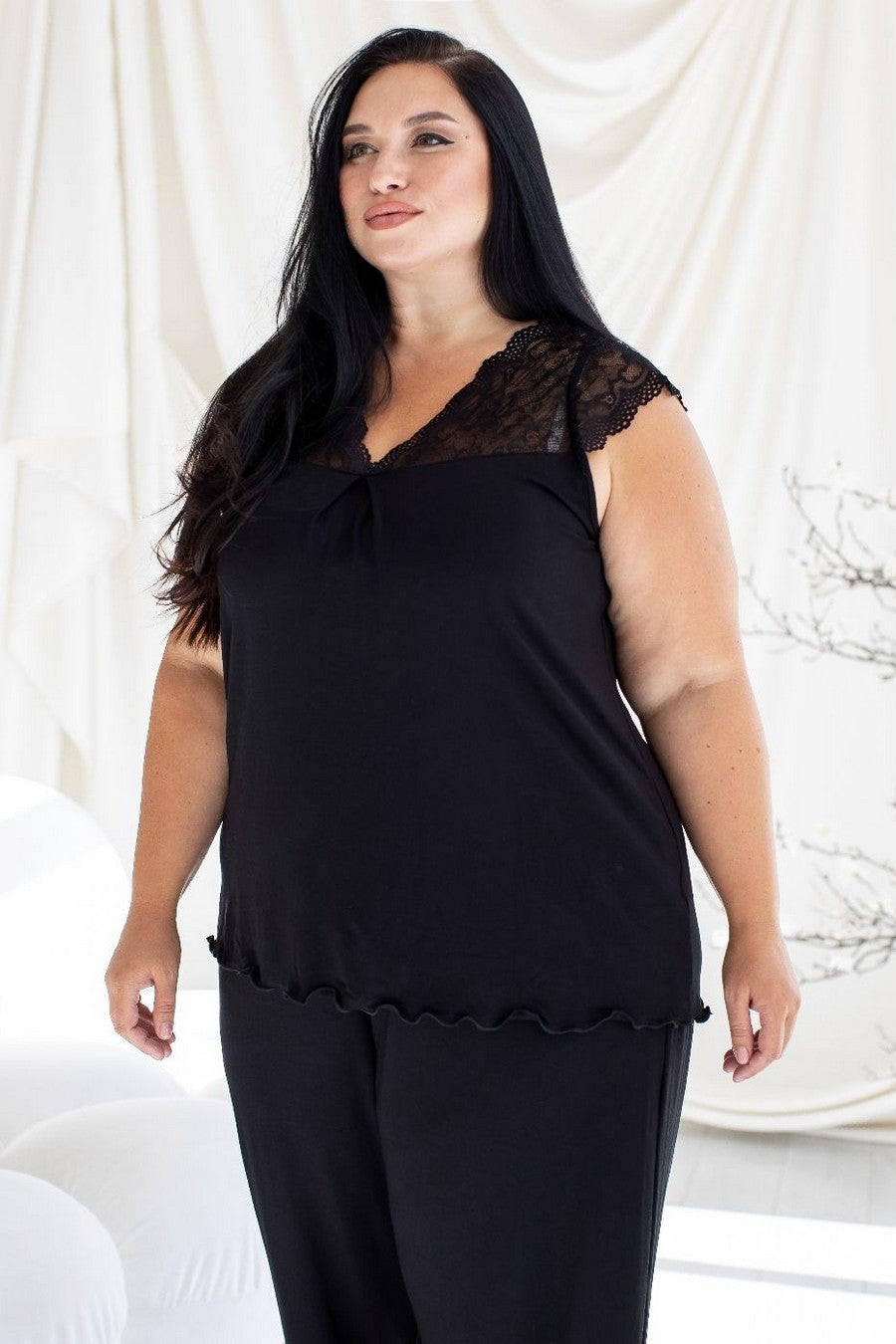 Піжама з віскози зі штанами Пч1280 black