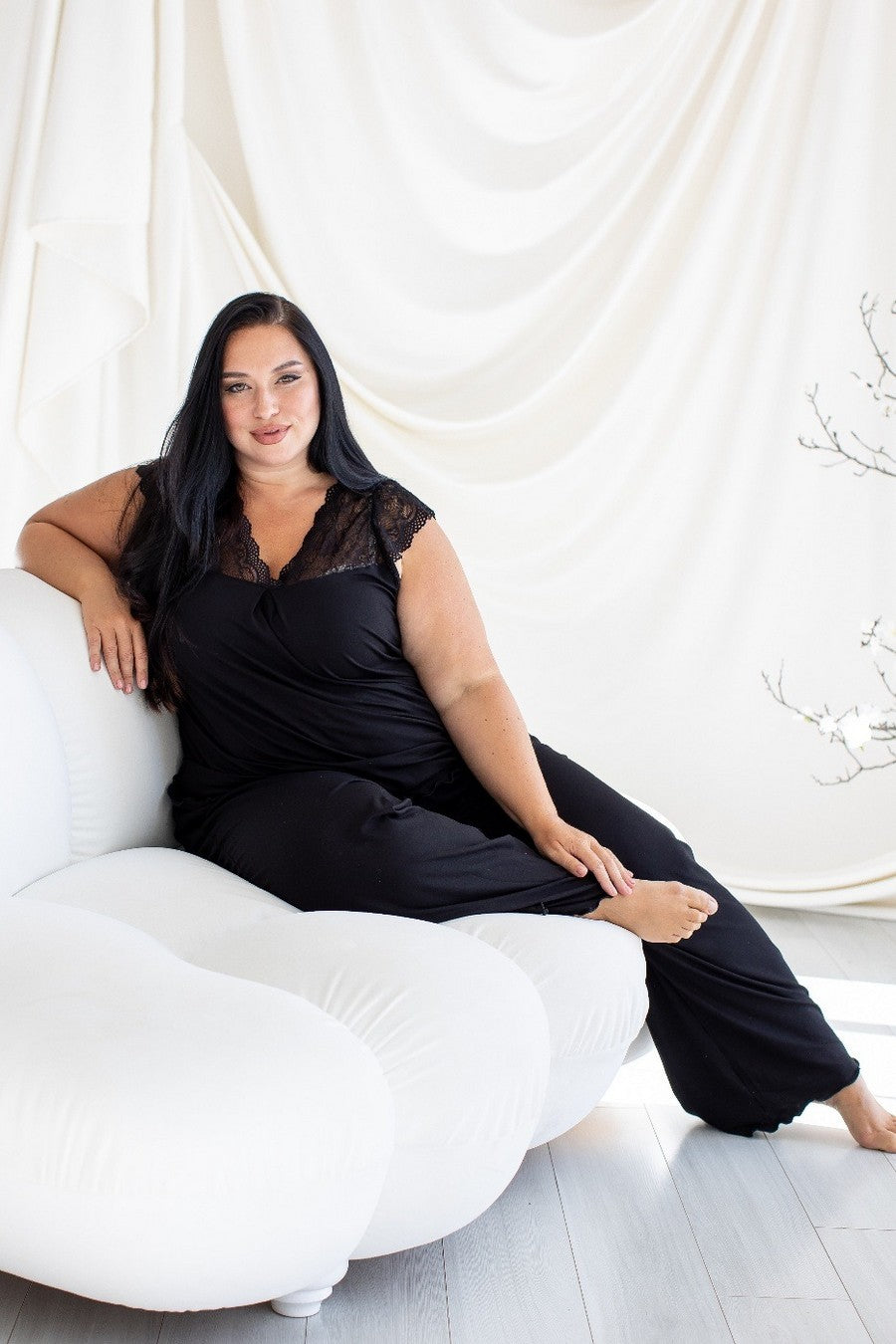 Піжама з віскози зі штанами Пч1280 black