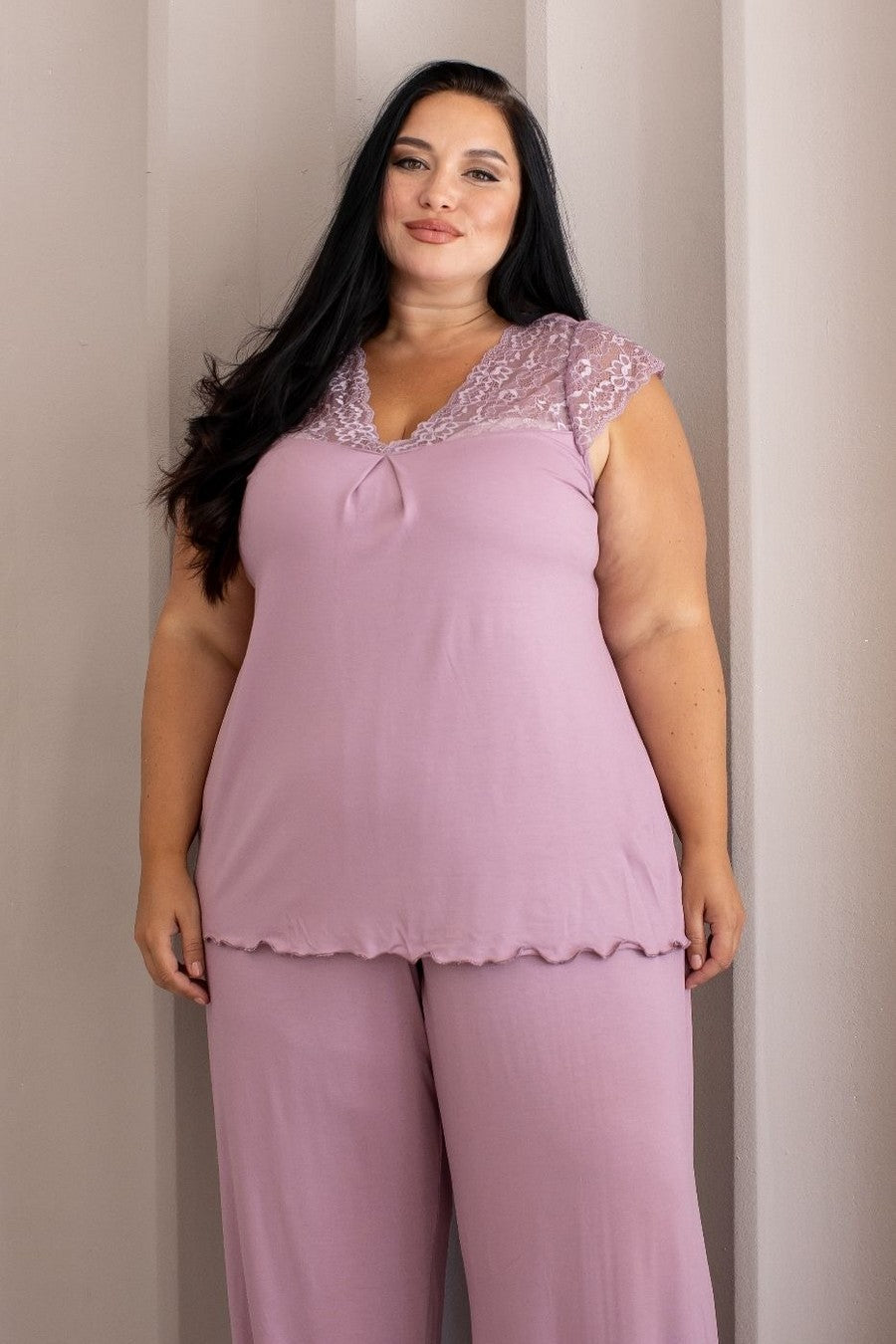 Пижама из вискозы с брюками Пф1280 lilac