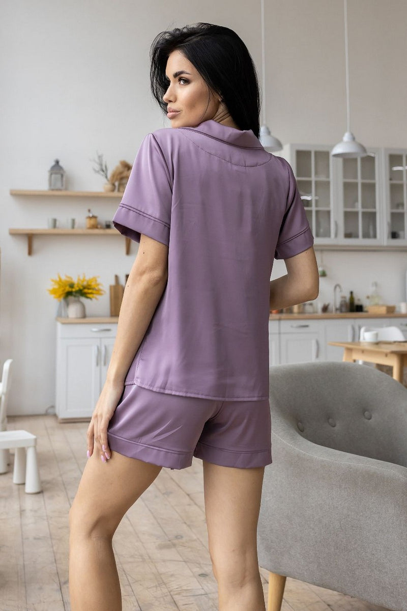 Шелковая пижама с шортами Пф1350 pale purple