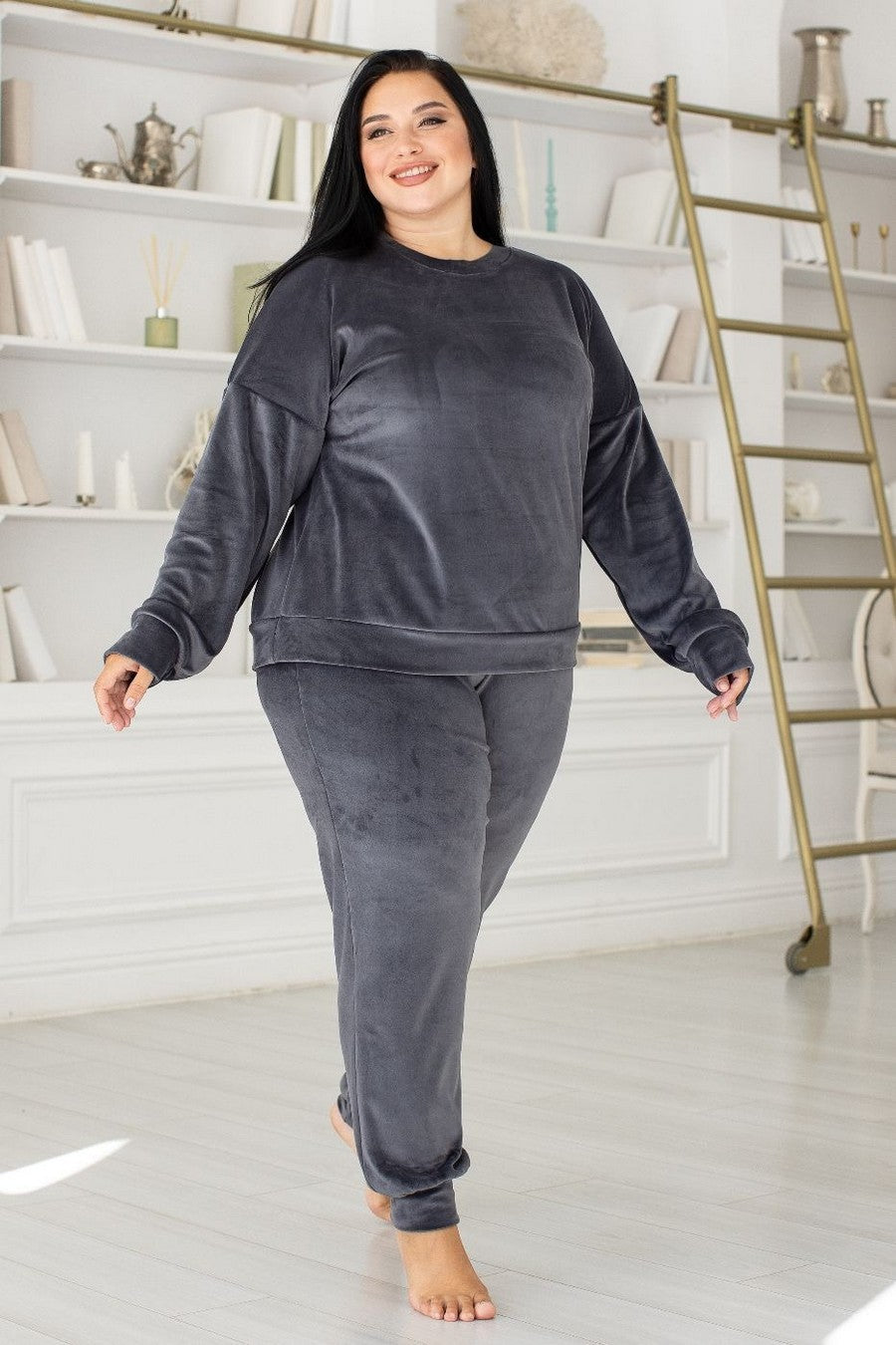 Вклюровая пижама с брюками Пг1500 graphite