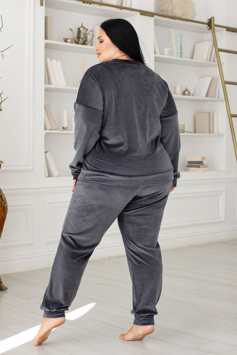 Велюровая пижама с брюками Пг1500 graphite