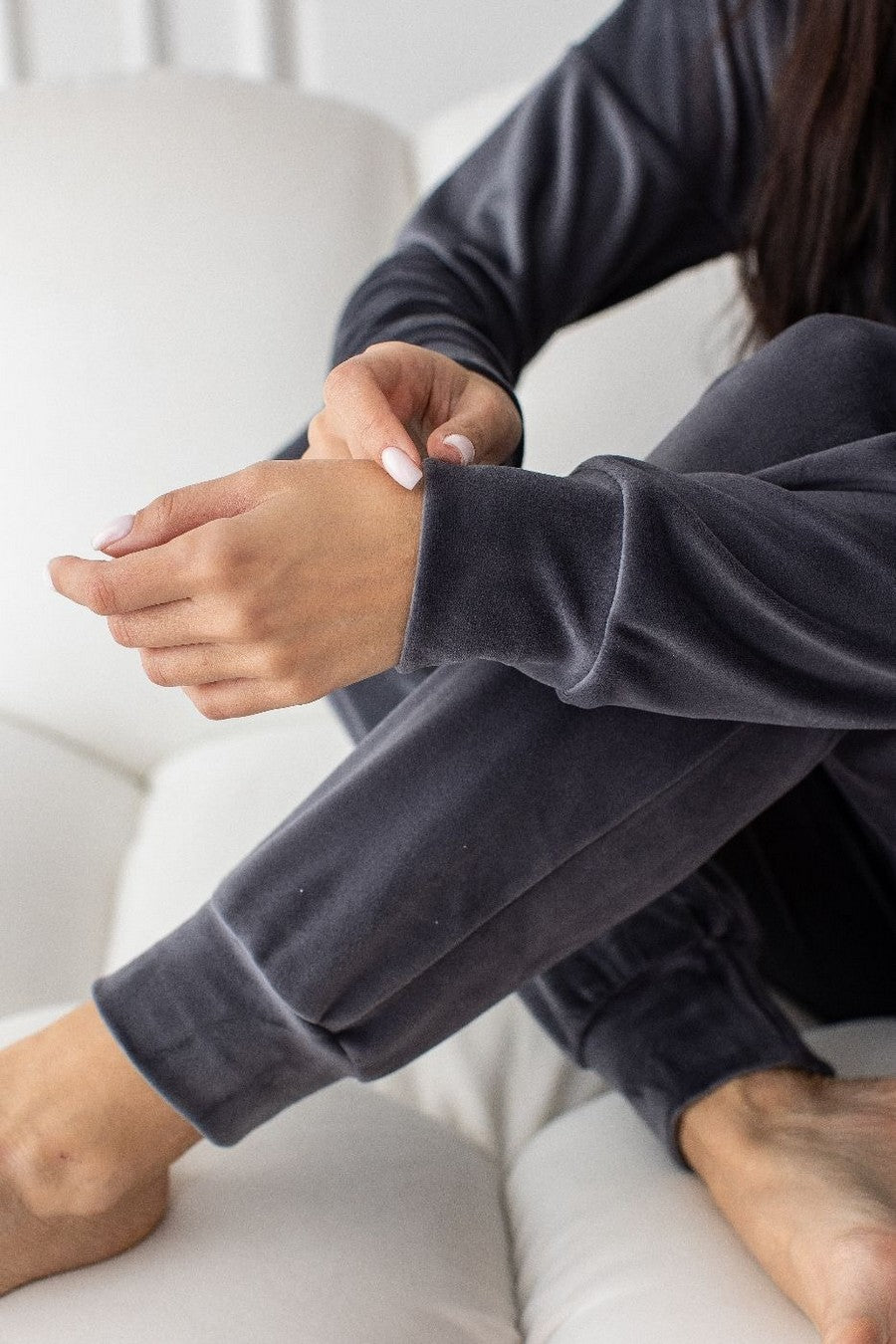 Велюровая пижама с брюками Пг1500 graphite