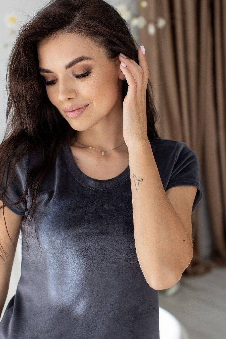 Велюрова піжама з шортами Пг1604 graphite