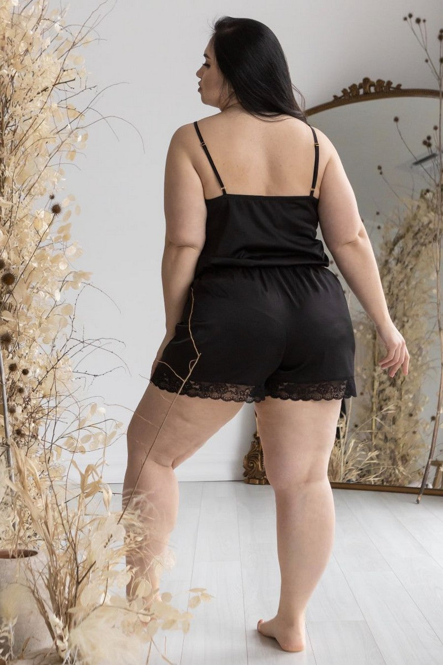 Шелковая пижама с шортами Пч1007 black