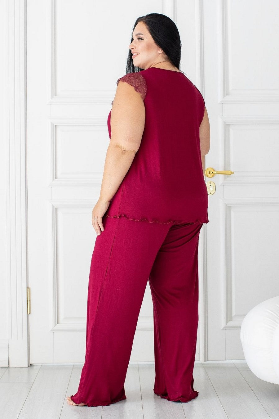 Пижама из вискозы с брюками Пм1280 dark red