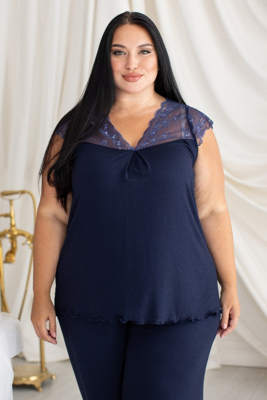 Пижама из вискозы с брюками Пс1280 blue