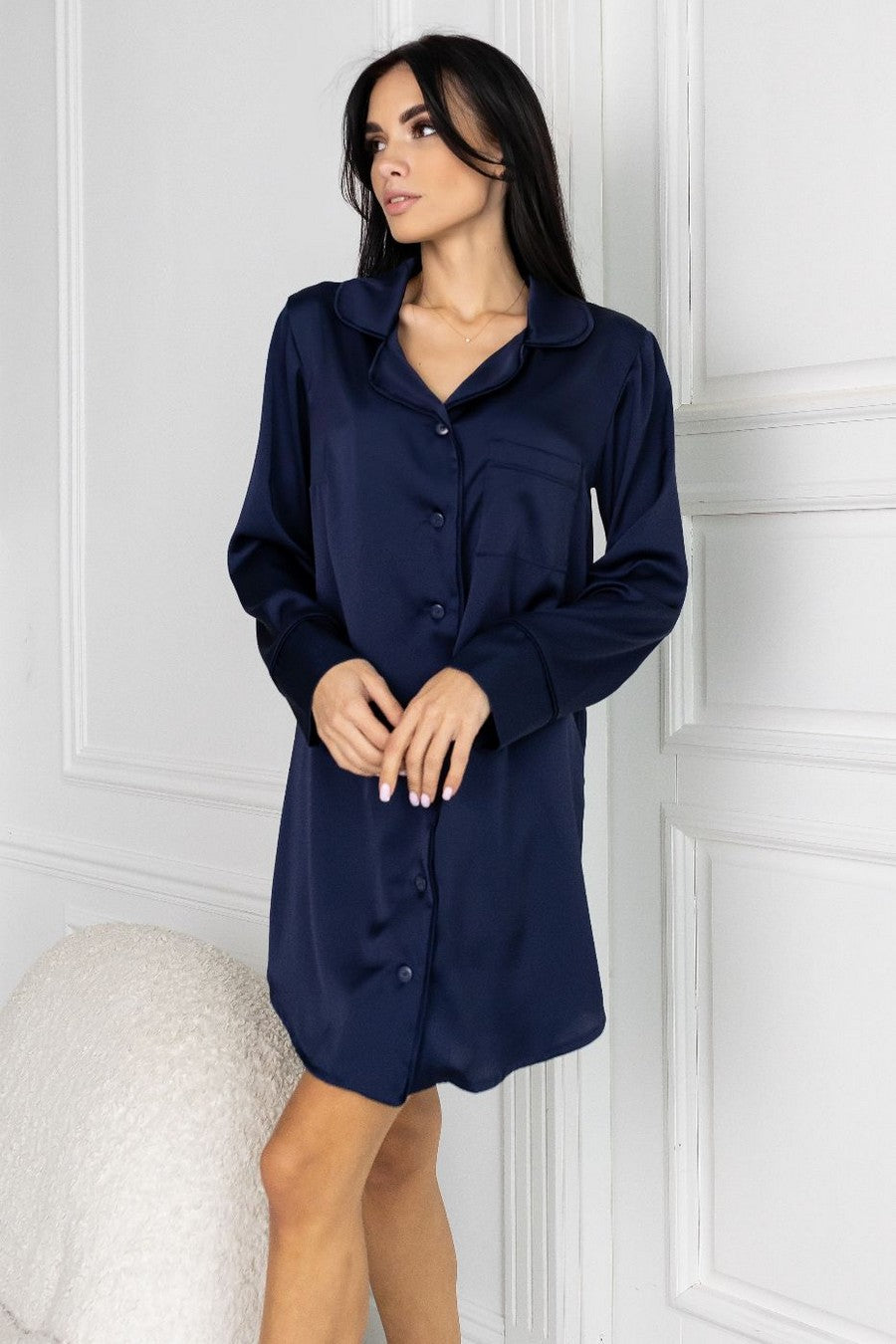 Нічна сорочка на ґудзиках Рс1385 blue