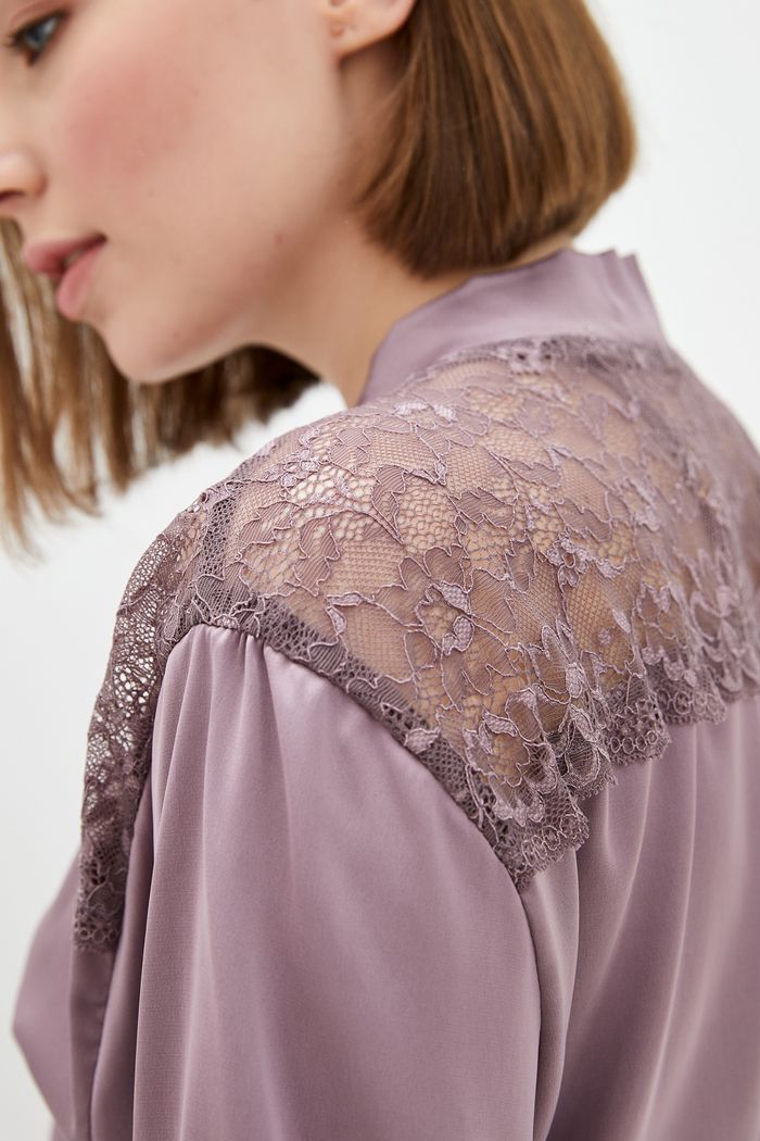 Халат с кружевными вставками Х1085 pale purple