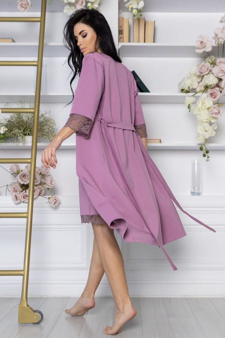 Халат из хлопка Хф1112 pale purple