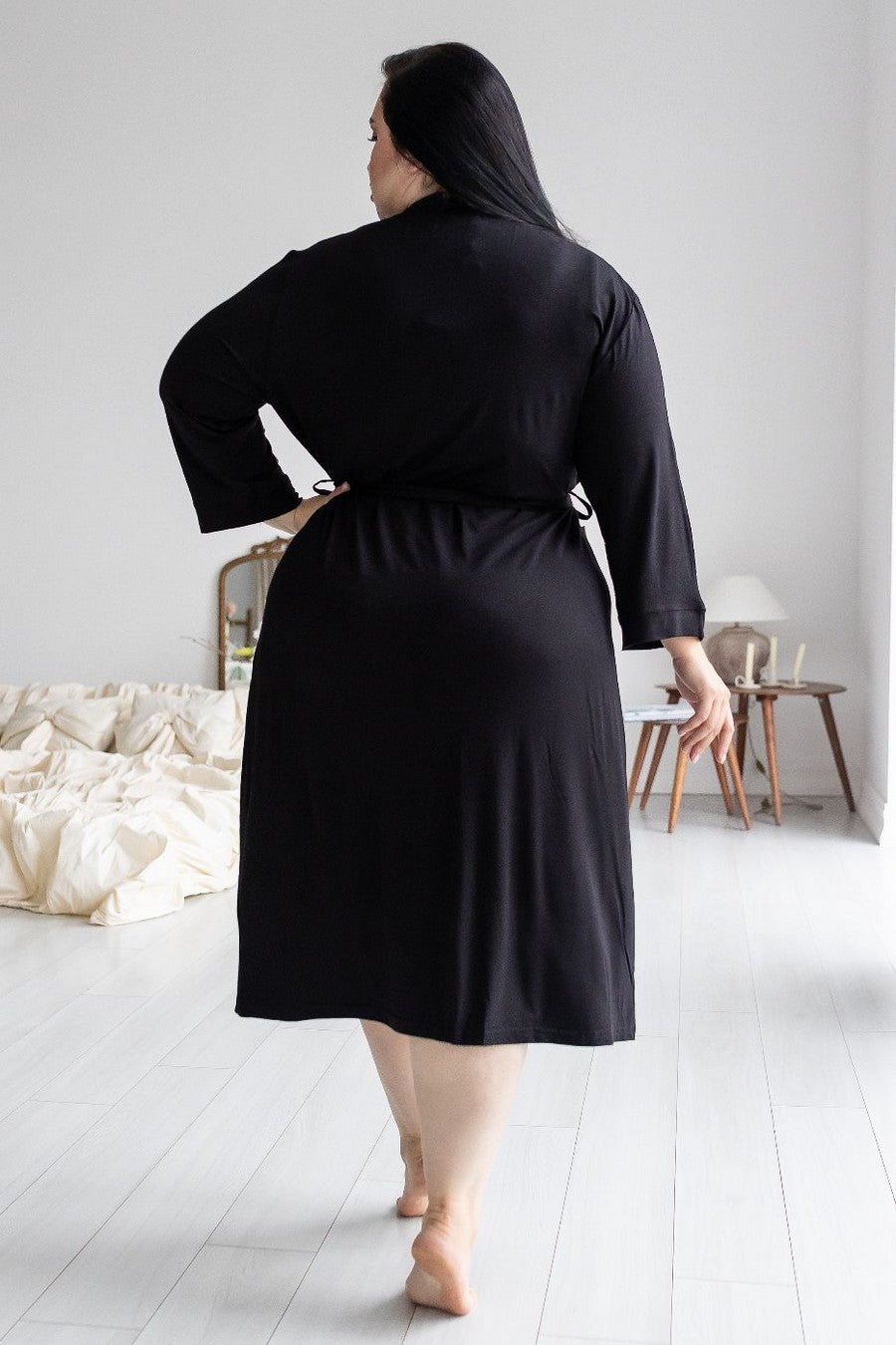 Халат из вискозы с кружевом Хч1212 black