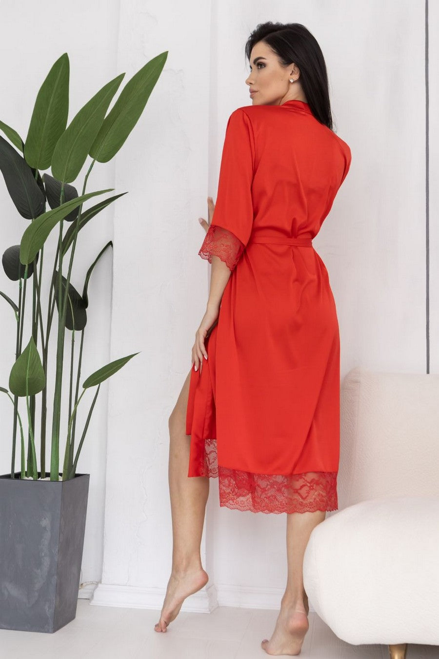 Халат с кружевными вставками Хк501 red